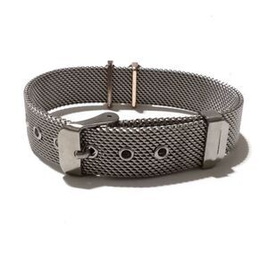 Vintage Silver Tone Mesh Buckled Belt Style Bracelet